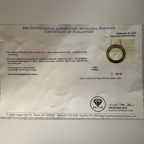 925 Silver Swarovski element pendant & chain - Picture 11 of 11